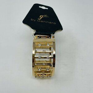 G by Gennaro Womens Hingle Cuff Bracelet with Rhinestones Mixed Metals Gold FLAW
